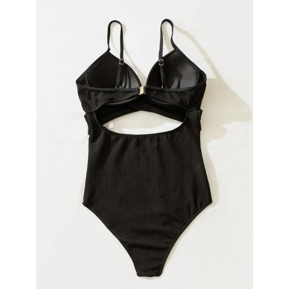 Boho Criss Cross Push Up One Piece Swimsuit green - Picture 5 of 11
